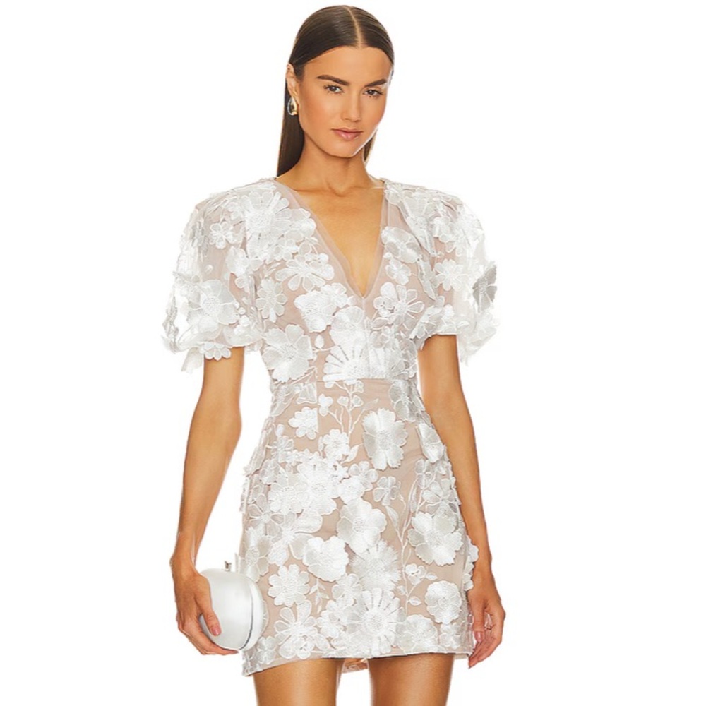 NWT White Elliatt Floral Appliqué Dress - Reception Dress - Bridal -Bachelorette